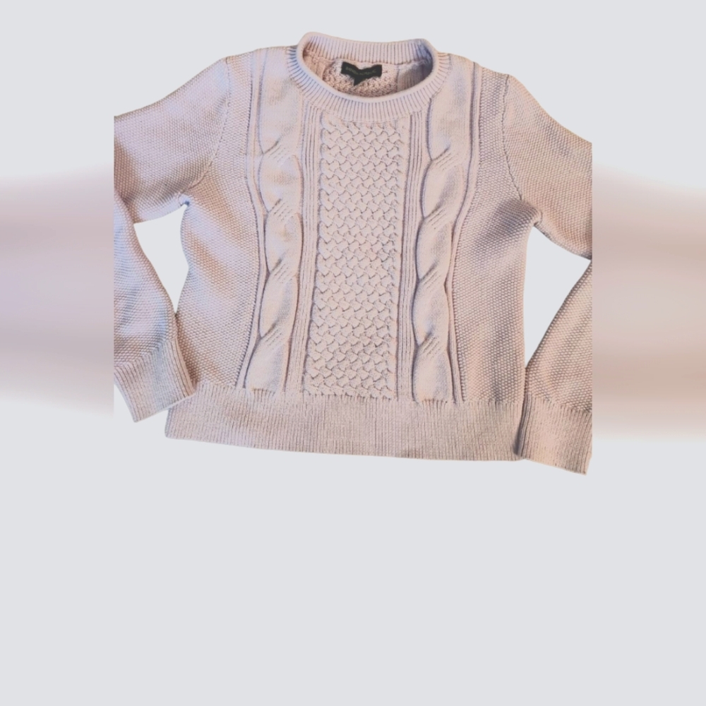 Lilac Rose Cotton Sweet Pretty Cable Knit Sweater Top Size Small - Picture 9 of 11